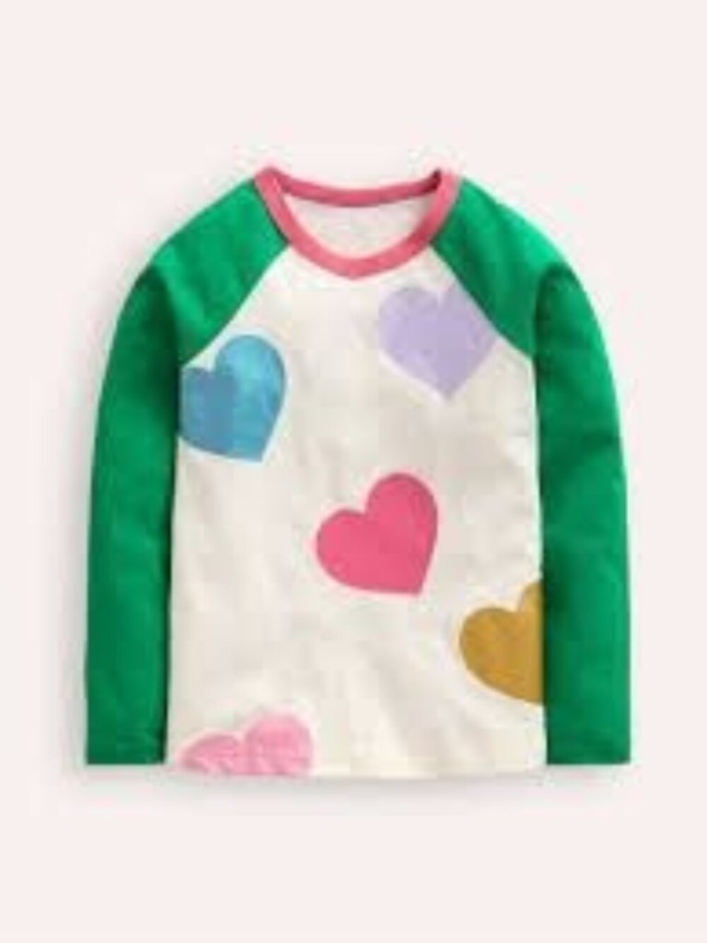 Mini Boden Metallic Heart Raglan Tee, Size 10/11